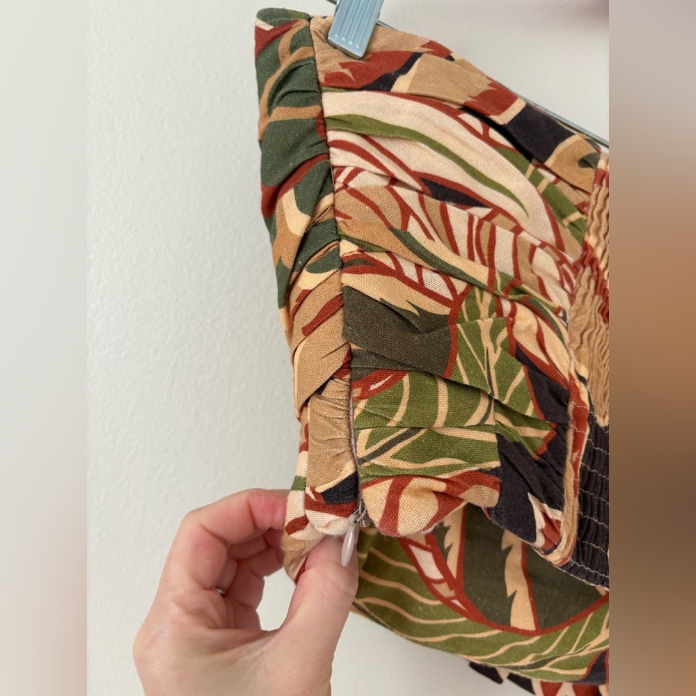 Zara Linen Blend Ruffle Ruched Strapless Top Size Small - Picture 12 of 14